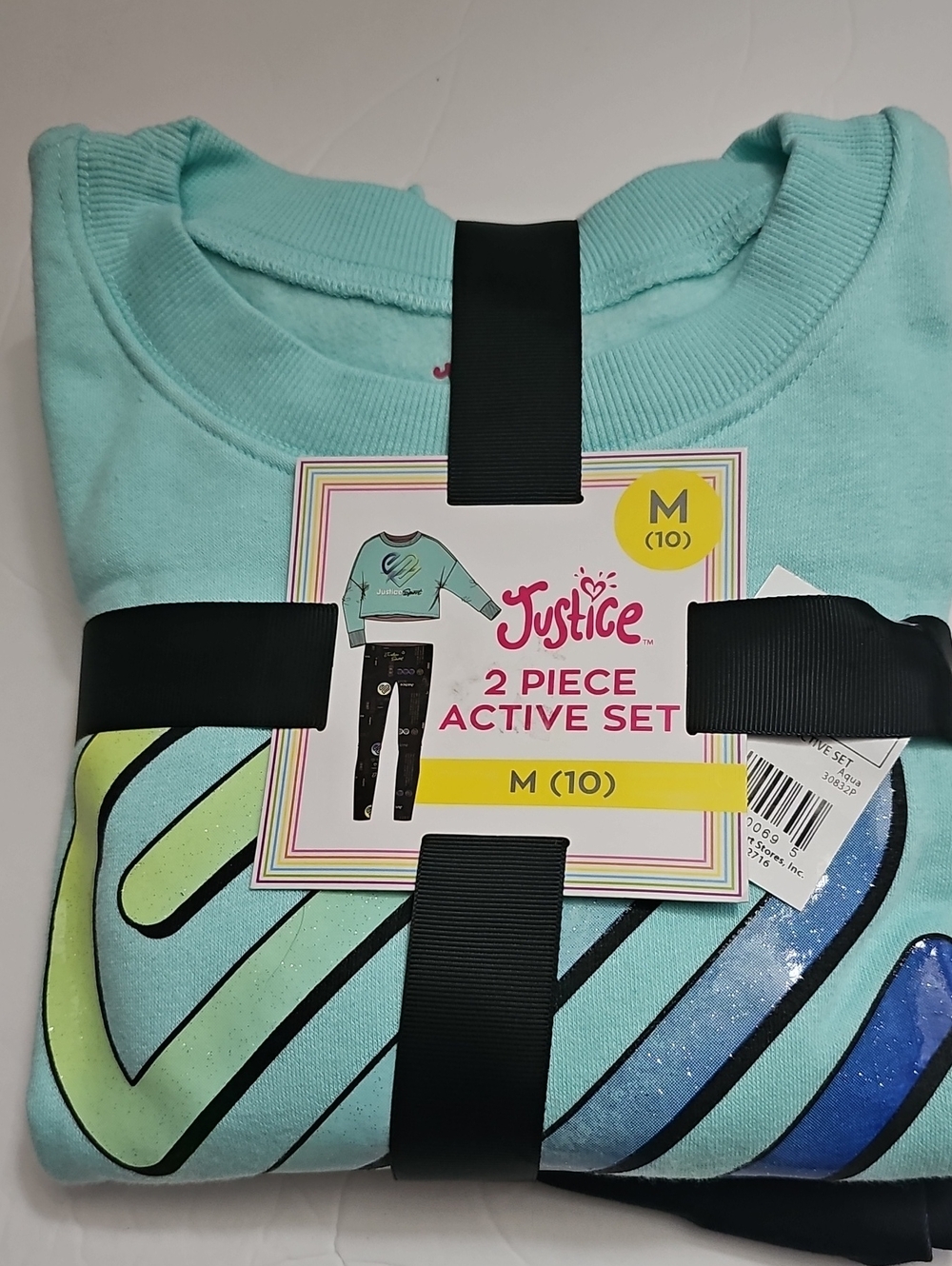 Justice Girls' 2-Piece Active Set - Mint with Multicolor Graphic